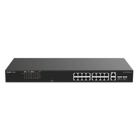 Switch PoE+ no Administrable, Hasta 120 Watts, Ideal para CCTV, 16 Puertos PoE +10/100, 2 Uplinks Gigabit y 2 SFP COMBO