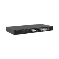 Switch PoE+ no Administrable, hasta 370 Watts Ideal para CCTV, 24 Puertos 10/100 PoE+, 2 Uplinks Gigabit (1 SFP COMBO)