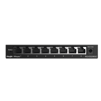Switch Administrable Gigabit / 8 Puertos 10/100/1000BASE-T / Capa 2 / Switching 16 Gbps / Forwarding 11.9 Mpps / Gestión Cloud Ruijie Gratuita / Modo CCTV con Transmisión 250 m (820 ft) / Prevención de Bucles Automática / Diseño Fanless