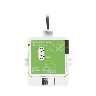 Módulo de relevador inalámbrico PowPak de 20 A para control de receptáculos, con salida de contacto seco para HVAC, compatible con controles Pico y hub Vive