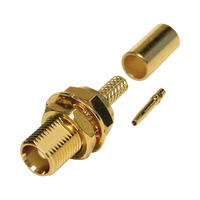 Conector MCX Hembra para Panel Trasero D-Plano, de Anillo Plegable para RG-316/U, Grupo B, Oro/ Oro/ Teflón.