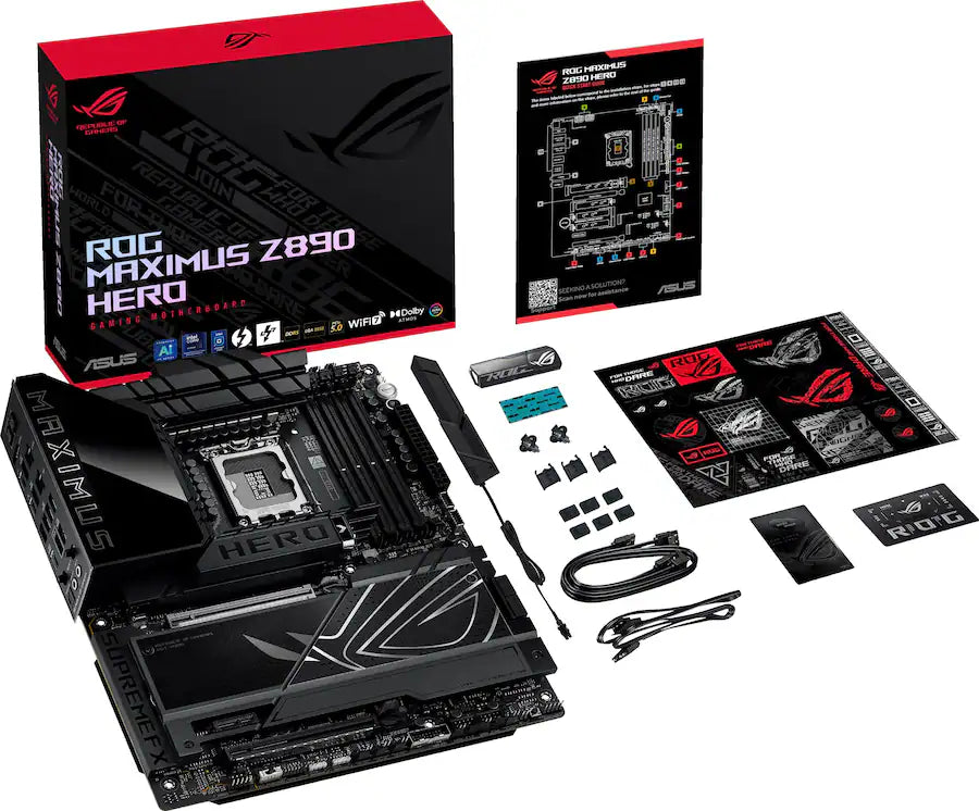 ASUS - Tarjeta Base ROG MAXIMUS Z890 HERO (Socket LGA 1851) Intel Z890 ATX DDR5 Wi-Fi 7 - Negro