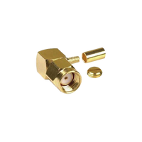 Conector SMA Macho Inverso en Ángulo Recto, Anillo Plegable/ RG-174/U, BELDEN 8216, Oro/ Oro/ Teflón.