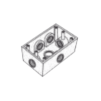 Caja Condulet FS de 1/2" (12.7 mm) con seis bocas a prueba de intemperie.