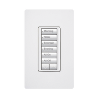Teclado híbrido C•L de 6 botones con subir/bajar y atenuador integrado de 450 W (100 W en LED/CFL), requiere neutro, para sistema RadioRA 2, color blanco