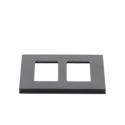 Placa de pared de 2 espacios sin tornillos visibles, acabado satinado en color Midnight, para atenuadores y controles Lutron Maestro, Diva, Skylark y Pico