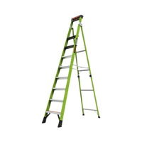 Escalera de 3.05 m Capacidad máxima de 170 Kg, inclinada, de fibra de vidrio con almohadilla de pared giratoria.
