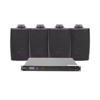 KIT de Amplificador de Audio 120W para Rack | 4 Altavoces de Pared color Negro 2.5W - 20W | Sistema 70/100V
