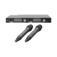 Kit de Microfonía inalámbrico | 2 Micrófonos de mano | Receptor UHF | Pantalla LCD | 200 Canales | Gran cobertura