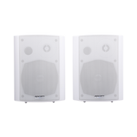 Altavoces Amplificada de Montaje en Pared 5"+1.5" | RMS 20W@8ohms y Pasivo 20W | Material ABS | Reja Metálica | Bracket de Metal | Color Blanco