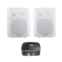 Kit  Altavoces + Modulo Receptor BT | Montaje en Pared | 2x20W RMS | Material ABS y Reja Metálica | Bracket de Metal | Color Blanco