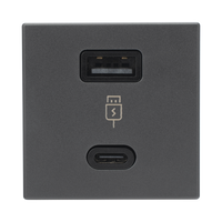 Módulo Doble USB Tipo A+C / Carga Rápida 30W / Color Grafito / Compatible con Torres y Cajas Simon / Modelo: (K126F/14)
