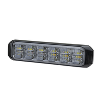 Luz Auxiliar de 18 LED, Tricolor Rojo/Blanco/Azul, Lente Transparente, Bisel Negro, SAE