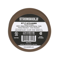 Cinta Eléctrica STRONGHOLD para Aislar, de PVC, Uso General Reparación y Mantenimiento, Grosor de 0.18mm (7 mil), Ancho de 19mm, y 20.12m de Largo, Color Café