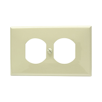 Placa de plástico para contacto dúplex color marfil.