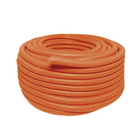 Manguera Poliducto Corrugado Flexible Naranja Reforzado de 1" x 50 m Para Instalaciones Eléctricas /Polietileno Alta Densidad HDPE/ Con guía /Resistente a Intemperie.