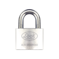 Candado de hierro alta seguridad con llave de disco/ Acabado Cromado/ Llaves Abloy/ Medida de Horquilla 34 mm.