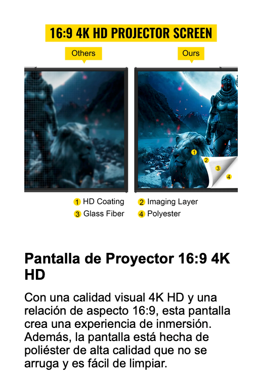 VEVOR Pantalla para Proyector 80