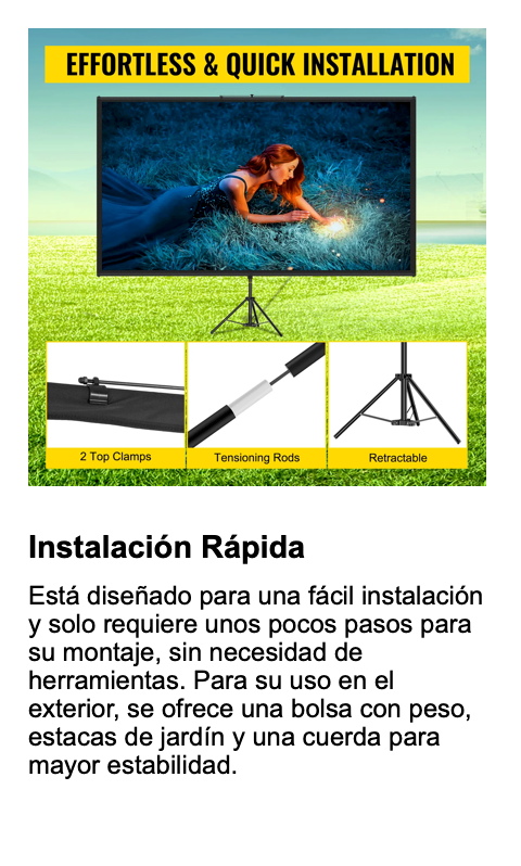 VEVOR Pantalla para Proyector 80