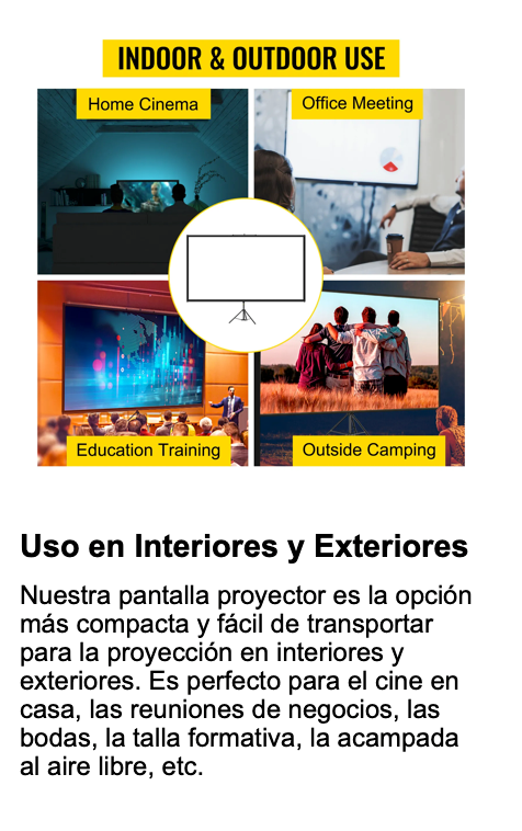 VEVOR Pantalla para Proyector 80