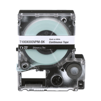 Casete de Etiquetas de Vinilo de Cinta Continua, Color Negro Sobre Blanco, Uso Interior/Exterior, 24 mm (0.94 Pulgadas) de Ancho x 7.6 Metros (24.93 Pies) de Largo
