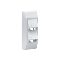 Soporte Con 4 Puertos Mini-Com, Con Bisagras de Instalación a Presión, Para Canaletas T45, Material PVC Rígido, Color Blanco Mate