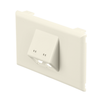 Placa de Pared Horizontal T70, Salida Para 2 Puertos Mini-Com, Con Espacios Para Etiquetas, Color Blanco Mate