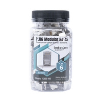 Bote con 100 Piezas de Plug Modular RJ45 Cat6 Blindado con Pin de Tierra, Chapado de Oro a 30 Micras para Durabilidad Extrema