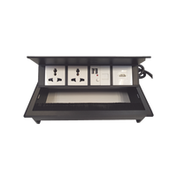 Caja Horizontal Tipo Hub para Escritorio Color Negro, con 1 Puerto HDMI Hembra-Hembra, 1 Puerto RJ45 Cat6, 2 Puertos USB (Solo Carga), y 2 Contactos Eléctricos Universales
