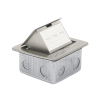 Mini Caja de Piso Rectangular para Datos y Conectores Tipo Keystone, Color y Material en Acero Inoxidable (3 Puertos) (11000-21202)