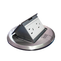 Mini Caja de Piso Redonda Acero Inoxidable (2 Contactos) (11000-12201)