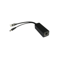 Cable divisor PoE pasivo de 48-55 Vcc @ 12 Vcc, 2 A. Aplicaciones como adaptar micrófonos en cámaras IP