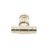 Adaptador en T para 75 Ohm de Conector BNC Macho a Doble BNC Hembra, Níquel/ Oro/ Teflón.