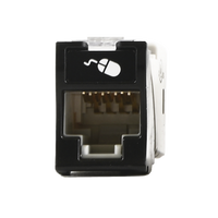 Jack Ultramax Cat5e, UTP, Montaje Híbrido en Placa de Pared (Plano y Angulado), Color Negro, Punch Down