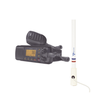 Kit de radio UM385BK | mas antena marina de fibra de vidrio TX-5206-SYS y soporte para antena 4186