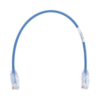 Cable de Parcheo TX6, UTP Cat6, Diámetro Reducido (28AWG), Color Azul, 0.3 Metros (1 Pie)