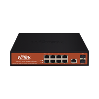 Switch Administrable de 8 puertos Gigabit Ethernet con PoE 802.3 af/at y 24V Pasivo + 2 SFP Gigabit, 150 W