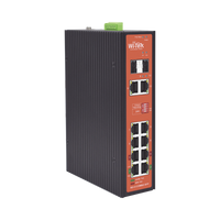 Switch PoE Industrial No administrable / Puertos 1-2 PoE 802.3 af/at y PoE 24 Vcc Pasivo 30W / Puertos 3-4 PoE 802.3 af/at/bt Hasta 60W / Puertos 5-8 PoE 802.3 af/at Hasta 30W / Los 8 puertos son Gigabit + 2 SFP combo / Presupuesto 300W