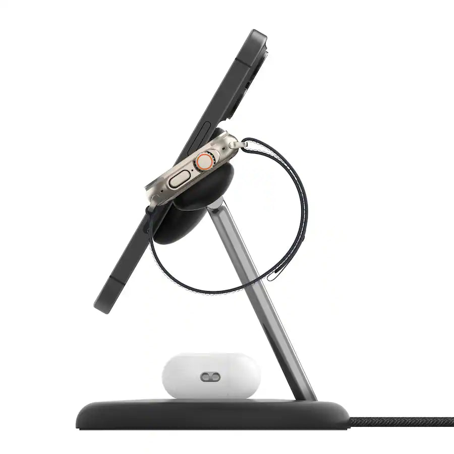 Belkin - Base de carga 3-en-1 con cargador inalámbrico Qi2 de 15W, carga rápida para iPhone 17, AirPods, Apple Watch y más (adaptador de 36W incluido)