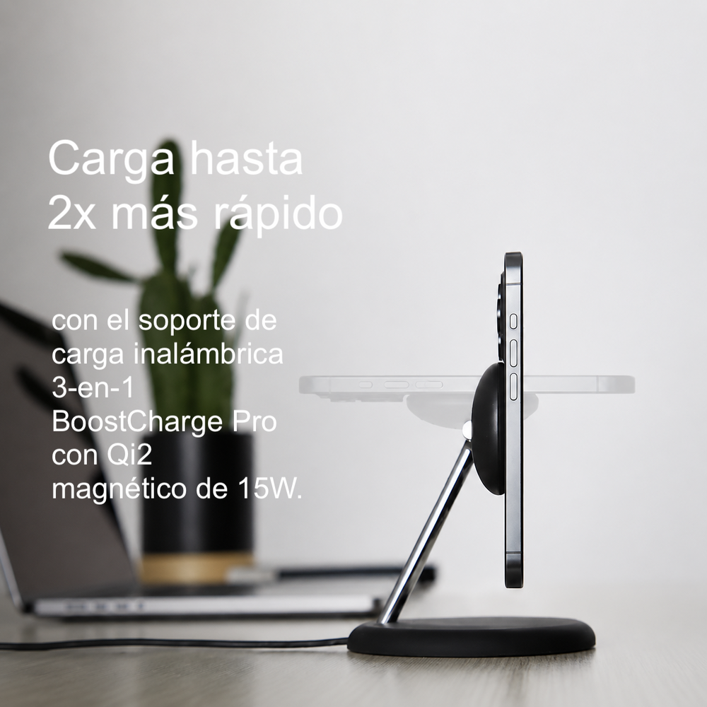 Belkin - Base de carga 3-en-1 con cargador inalámbrico Qi2 de 15W, carga rápida para iPhone 17, AirPods, Apple Watch y más (adaptador de 36W incluido)