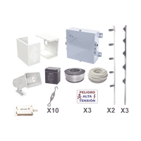 KIT ESENCIAL PARA 25Mts PERIMETRALES DE CERCO ELÉCTRICO PARA PROTECCIÓN DE ROBOS EN CASAS, NEGOCIOS, BODEGAS,ETC.