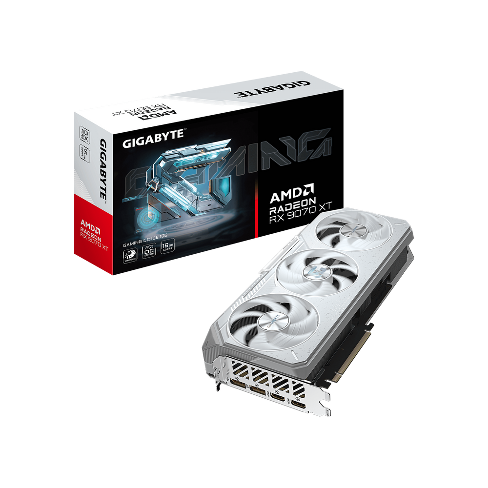 Tarjeta de Video GIGABYTE Radeon RX 9060 XT GAMING OC ICE 16GB GDDR6 - Blanca