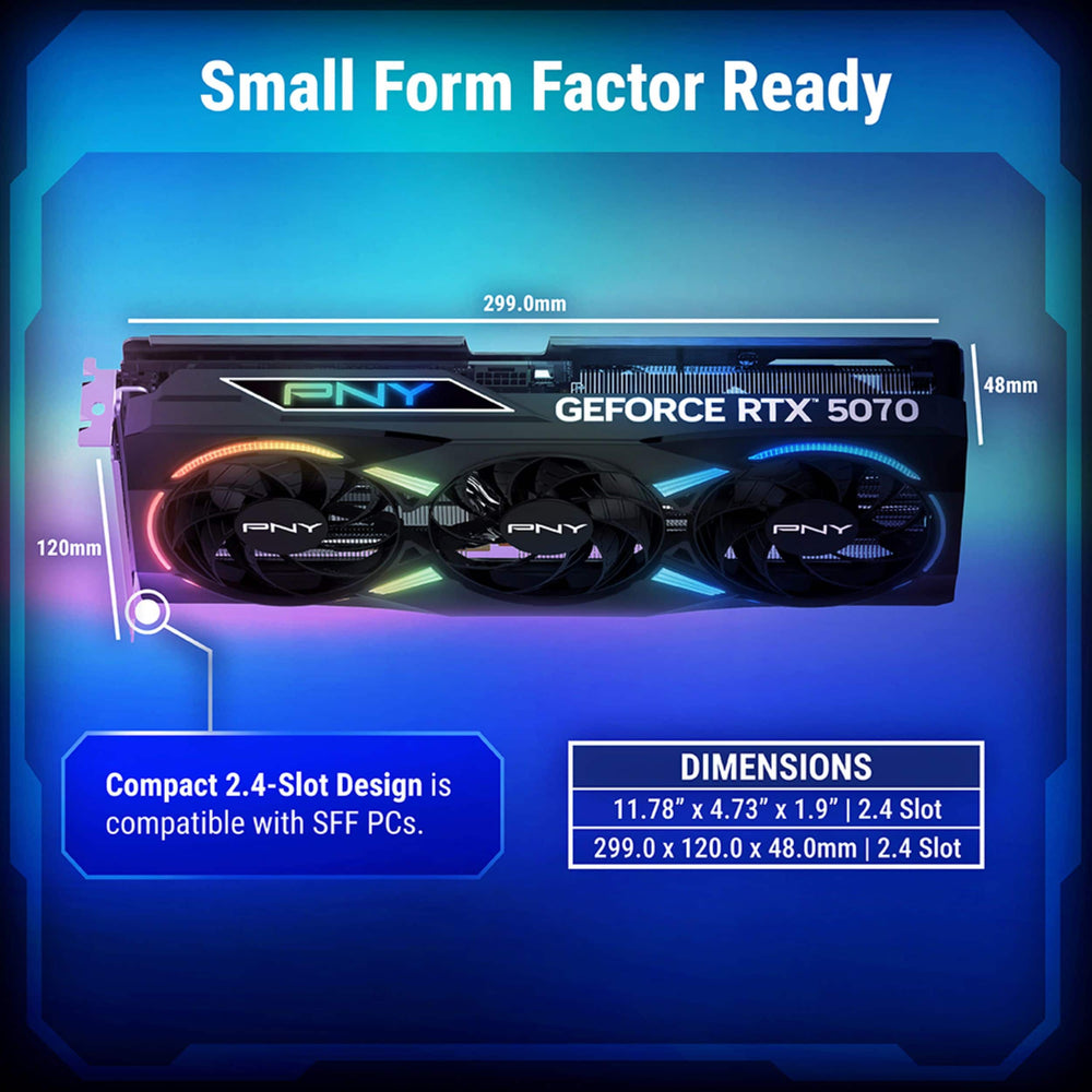 Tarjeta de Video PNY NVIDIA GeForce RTX 5070 Epic-X ARGB Overclocked 12GB GDDR7 - Negra