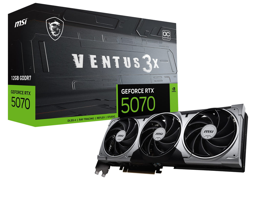 Tarjeta de Video MSI NVIDIA GeForce RTX 5070 12G VENTUS 3X OC 12GB GDDR7 - Negra