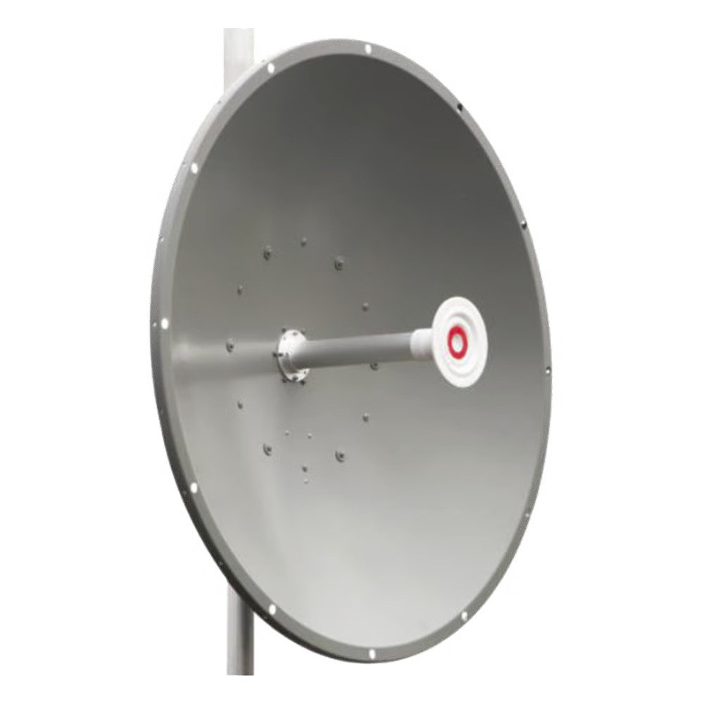 Antena direccional de 3 ft, 5.9 a 7.1 GHz, Ganancia 34 dBi, Conectores RP-SMA Hembra, Polarización doble, incluye montaje para torre o mástil