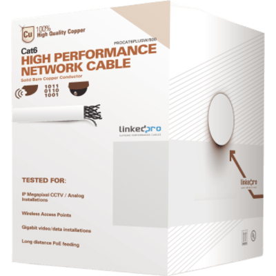 Bobina de Cable de 152 Metros (500 Pies) Cat6+ Calibre 23 Alto Desempeño, Super Flexible, UL, Color Blanco, para Aplicaciones de Video Vigilancia y Redes de Datos