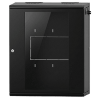 Gabinete Rack / 16 Unidades Rack (UR) / Puerta Cristal Templado / Montaje Pared / Acero Calibres 18-22 / Abatible 120° / Ventilación 120 mm