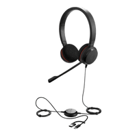 Jabra Evolve 20 DUO con conexión USB C/A, Micrófono con Cancelación de Ruido de Ultima Generación, Configuración Plug and Play (4999-829-269)