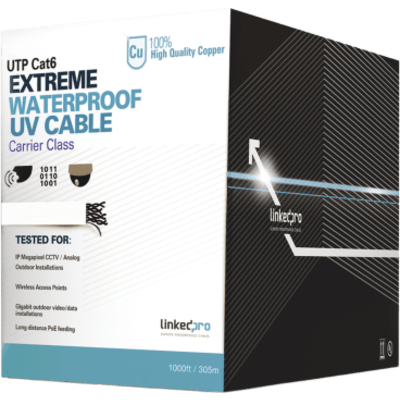 Bobina de Cable UTP Cat6 para Exterior en Color Blanco / 305 Metros (1000 Pies) / Certificada UL / Sin Blindaje