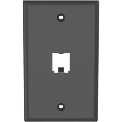 Placa de Pared Vertical Clásica, Salida Para 1 Puerto Mini-Com, Color Negro